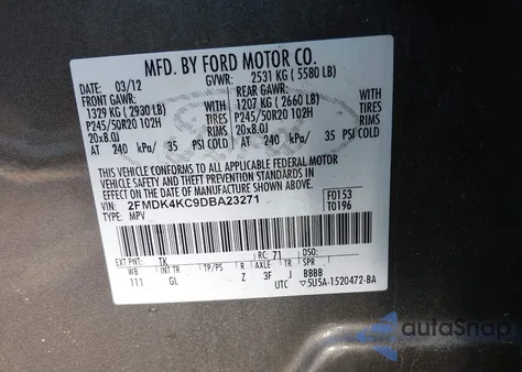 2013 Ford Edge Limited z USA, uszkodzony, nr VIN 2FMDK4KC9DBA23271